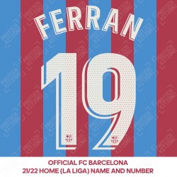 FERRAN 19 (OFFICIAL FC BARCELONA 2021/22 LA LIGA HOME NAME AND NUMBERING)